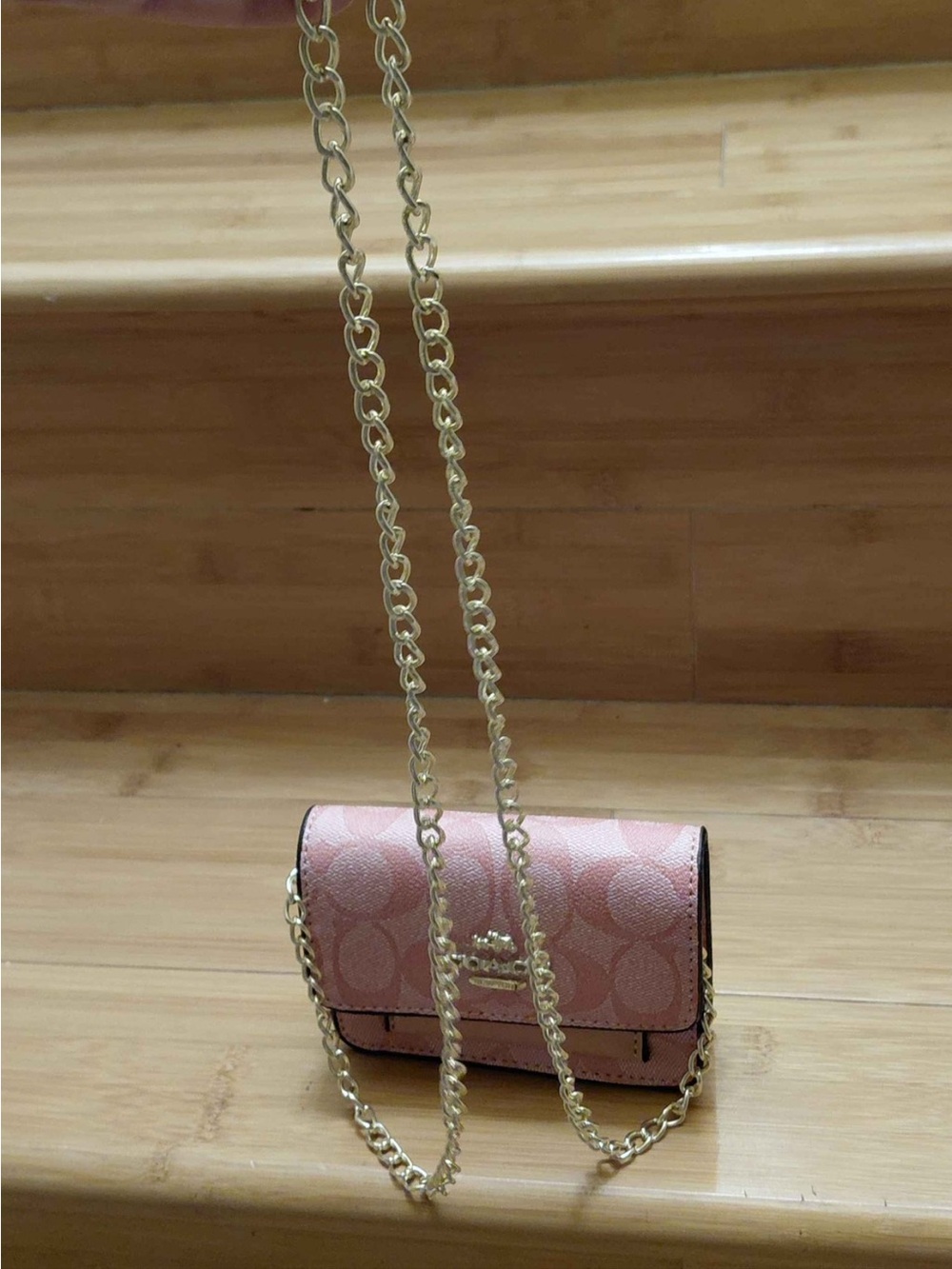 Coach Mini Wallet on Chain in Signature Canvas, full inclusion w/ box & dusty - Picture 4 of 13